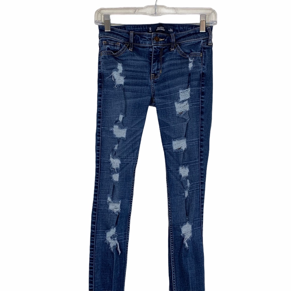 Hollister Super Skinny Distressed Raw Hem Jeans 0 - Picture 3 of 8